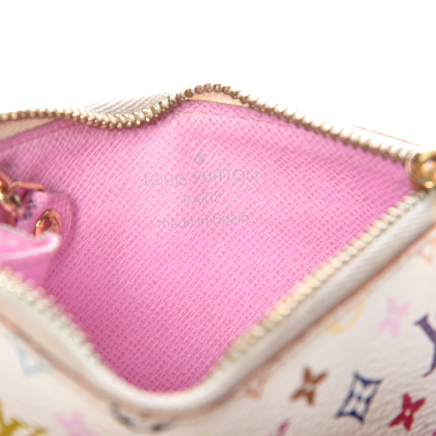 Louis Vuitton Monogram Multicolor Key Pouch White Litchi 6 of 7