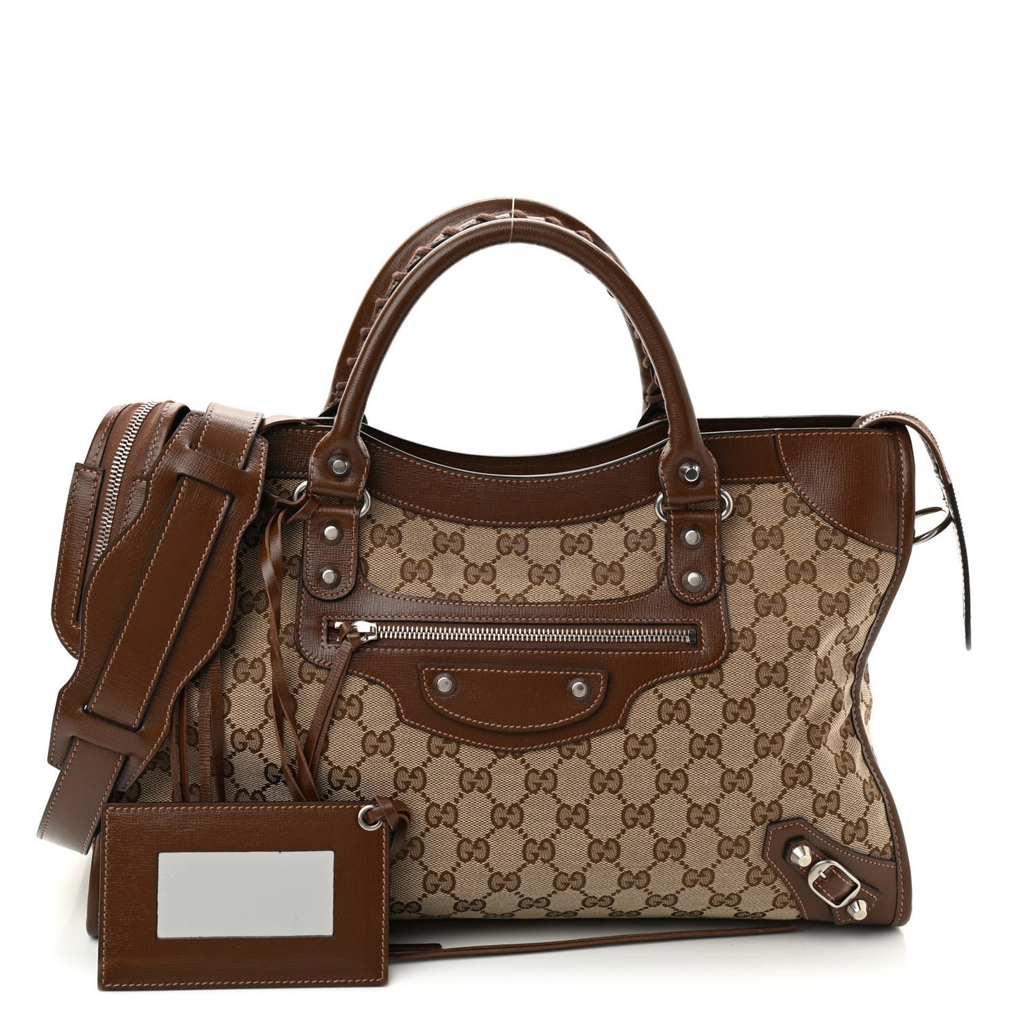 X GUCCI GG Monogram Azalea Calfskin Neo Classic Silver Hardware Medium City Beige Ebony Brown Sugar
