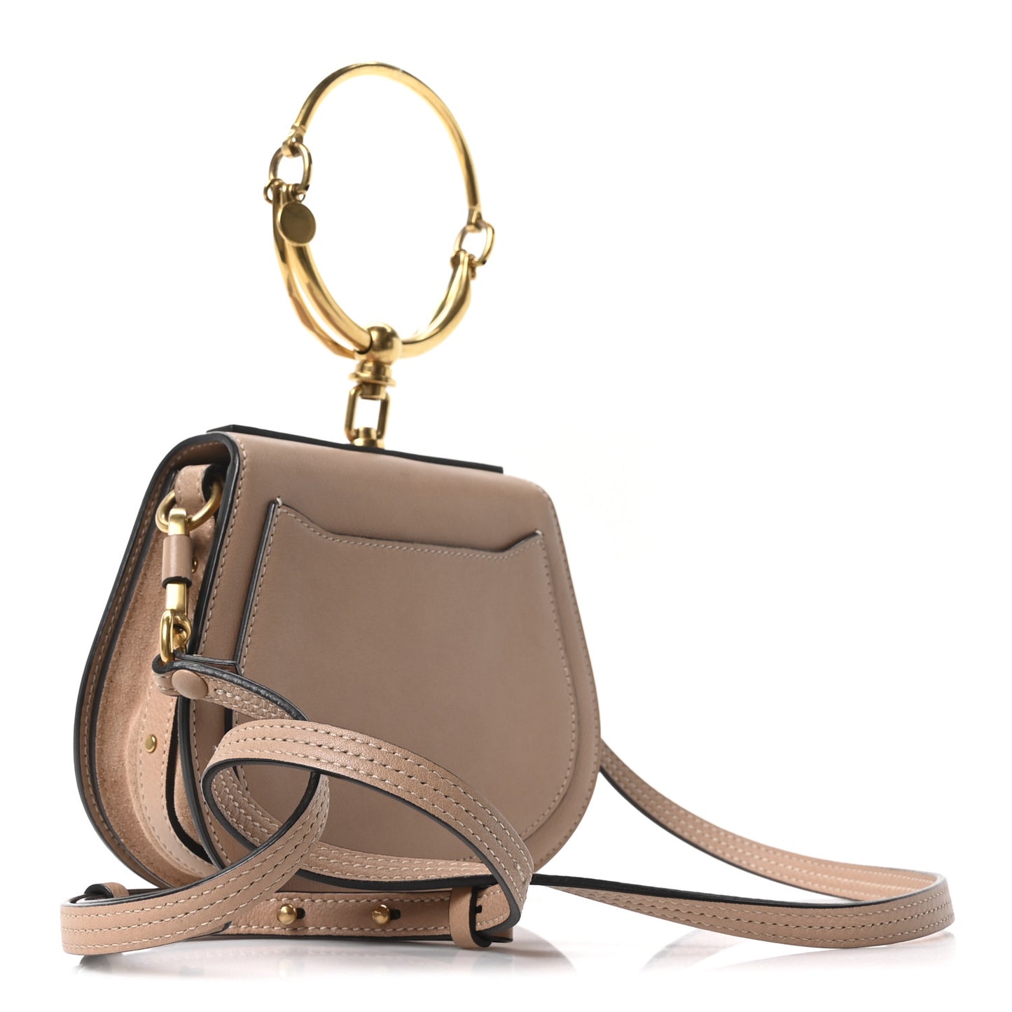 Calfskin Suede Small Nile Bracelet Bag Biscotti Beige