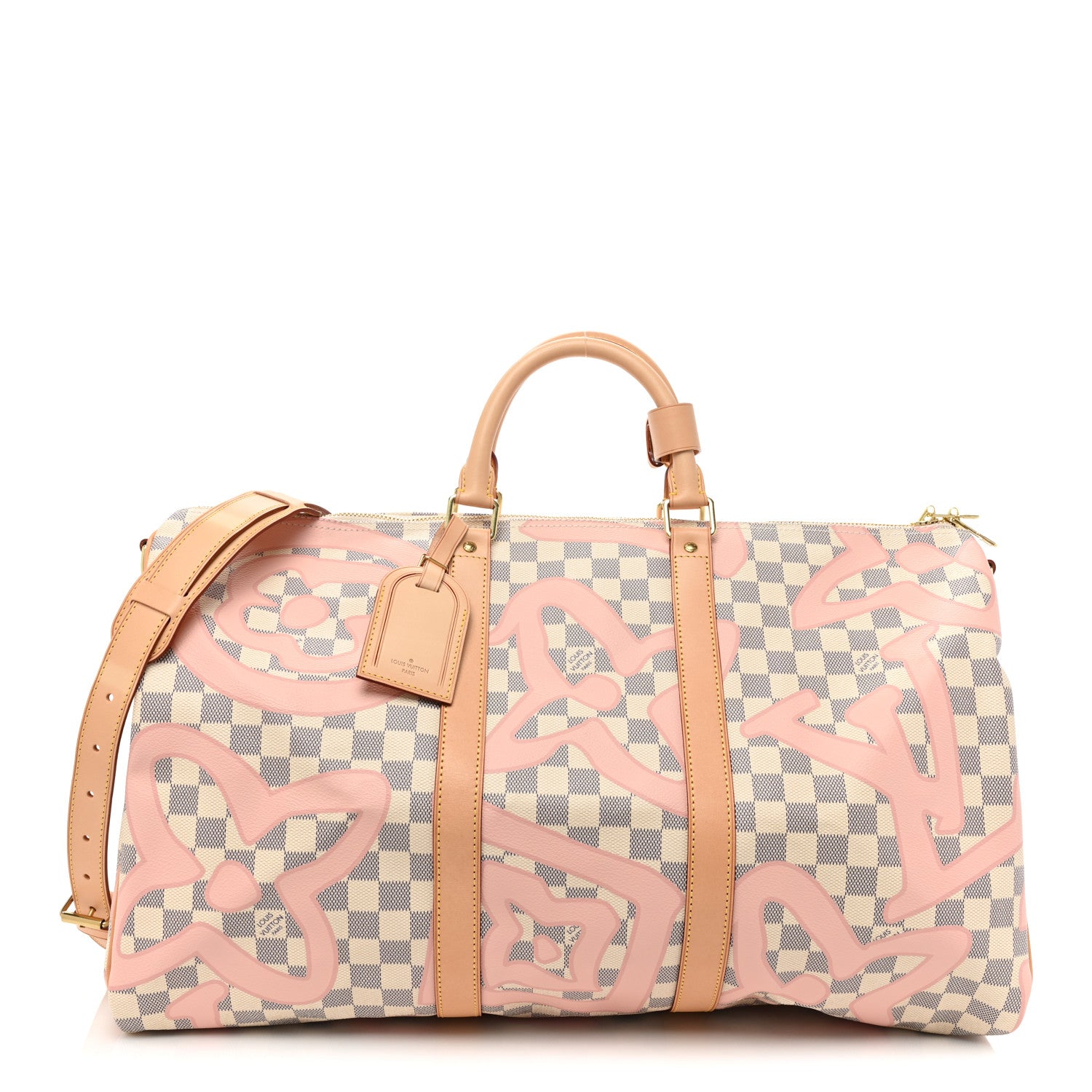 Louis Vuitton Damier Azur Tahitienne Keepall Bandouliere 50 Rose Ballerine 1 of 10