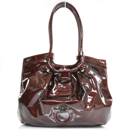 FASHIONPHILE SALVATOREFERRAGAMOPatentLeatherLargeGancioCelticoHobo 1 of 8