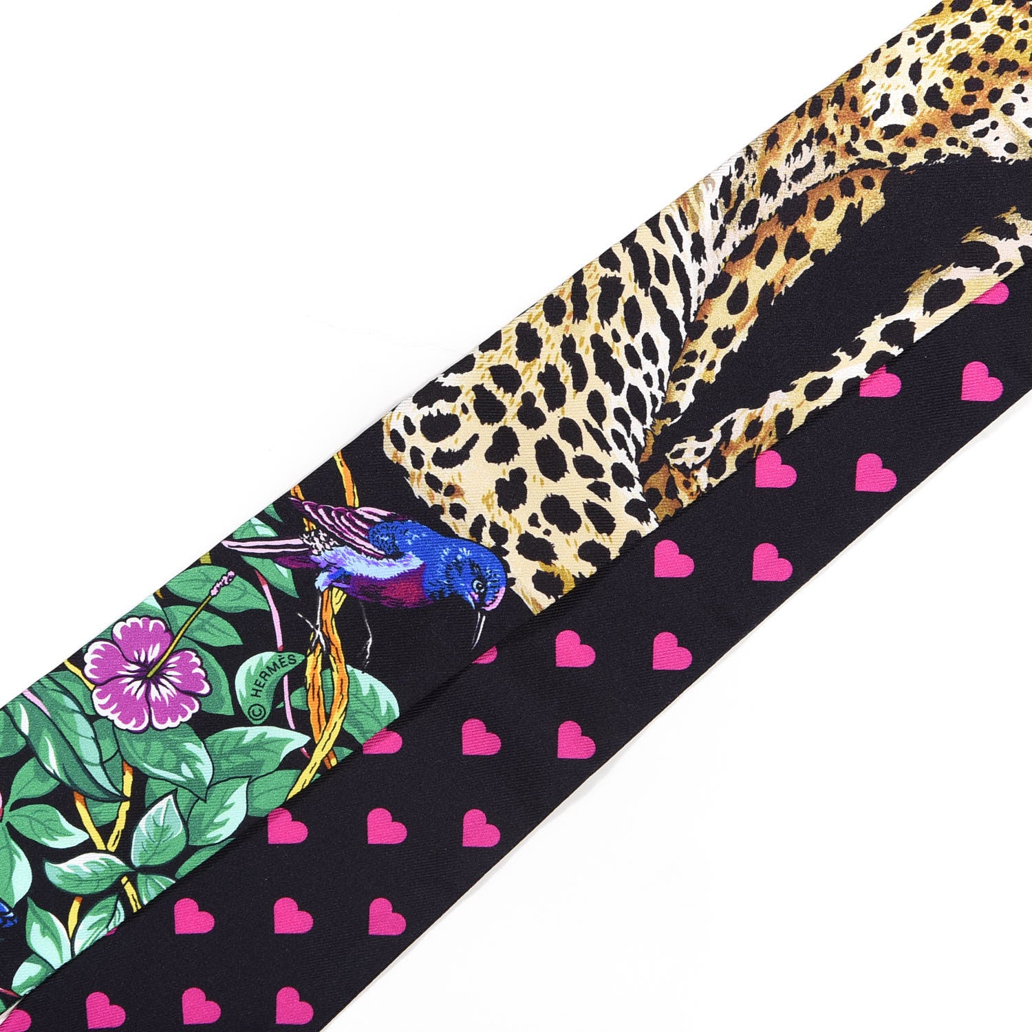 Hermes Silk Jungle Love Love Twilly Black Vert Rose Vif 3 of 4