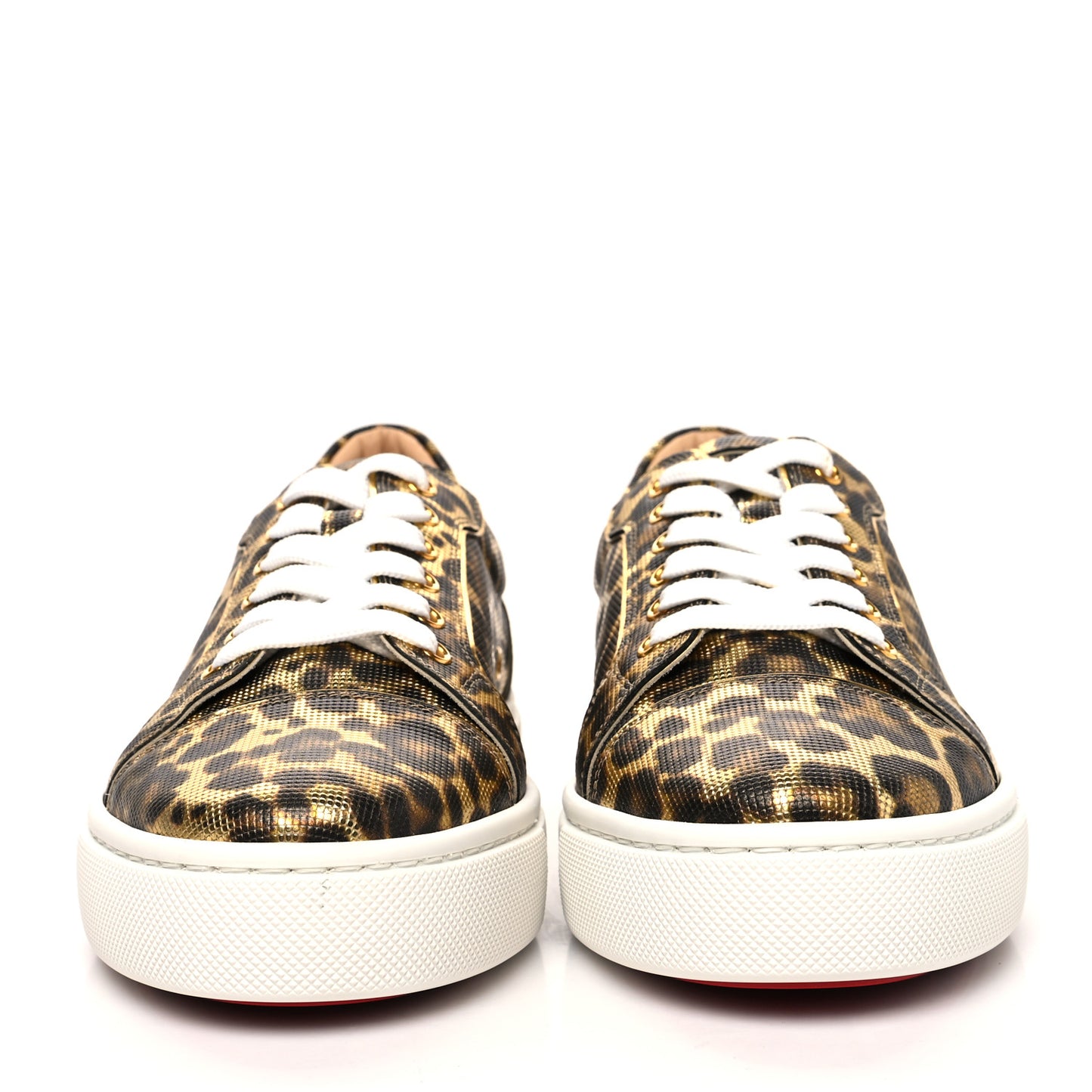 Calfskin Coins Leopard Womens Vieirissima Flat Sneakers 40 Gold