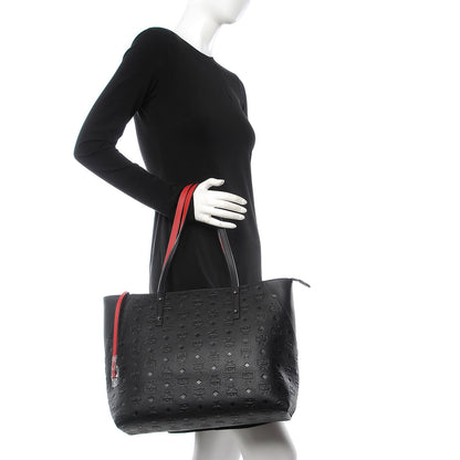 MCM Calfskin Ottomar Monogram Medium Klara Shopper Tote Black 2 of 7