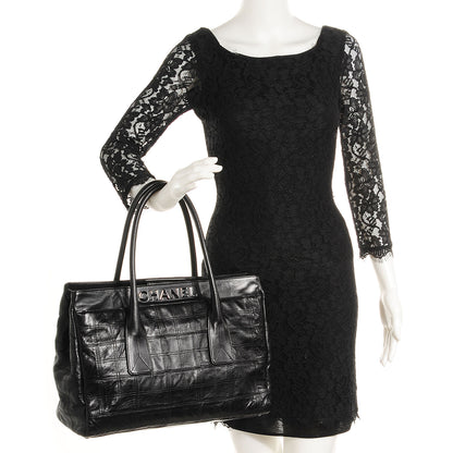 Chanel Lambskin Square Stitched Lax Shopping Tote Black 2 of 7