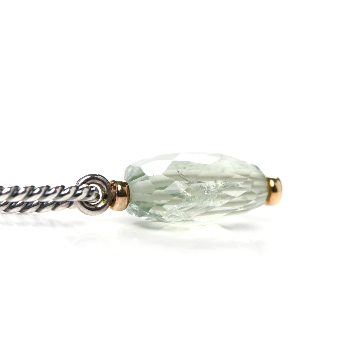 Sterling Silver 18K Yellow Gold Prasiolite Lariat Necklace