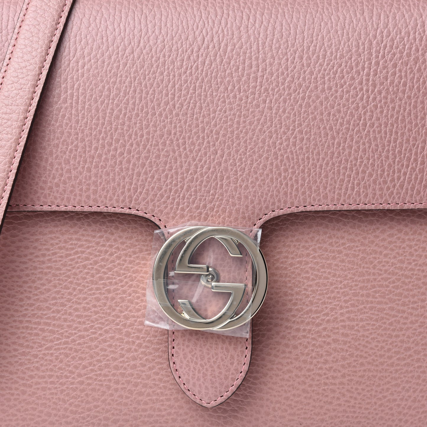Dollar Calfskin Medium Interlocking G Top Handle Shoulder Bag Soft Pink