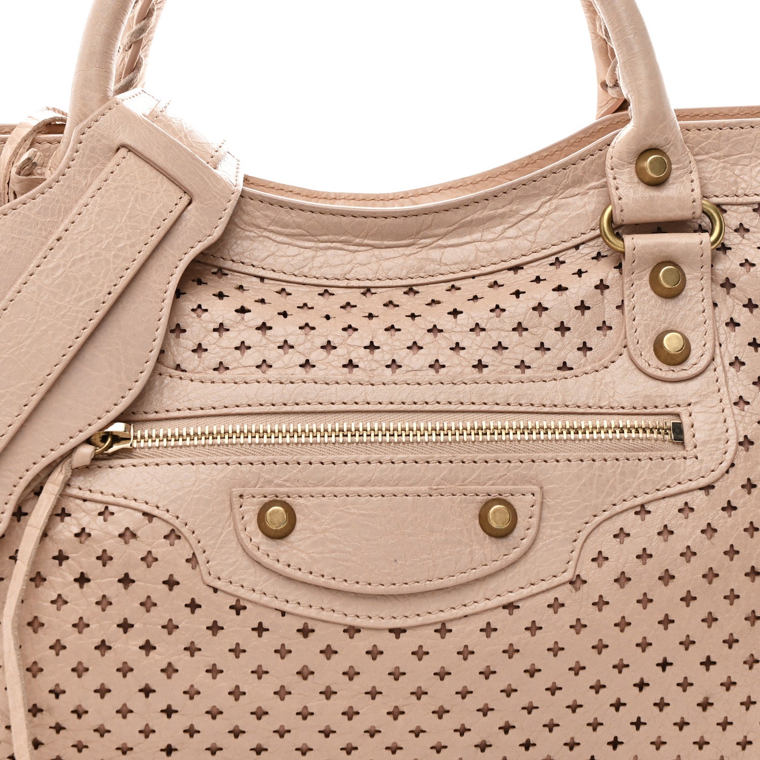 Balenciaga Agneau Laser Cut Cross Classic Gold Hardware City Rose Peach 8 of 10