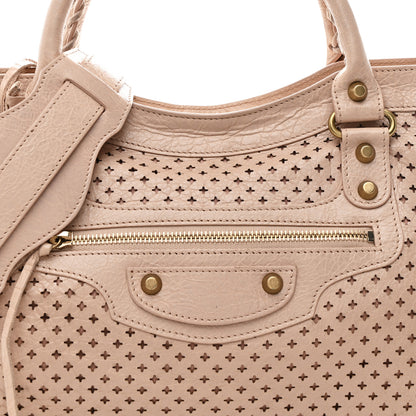 Balenciaga Agneau Laser Cut Cross Classic Gold Hardware City Rose Peach 8 of 10