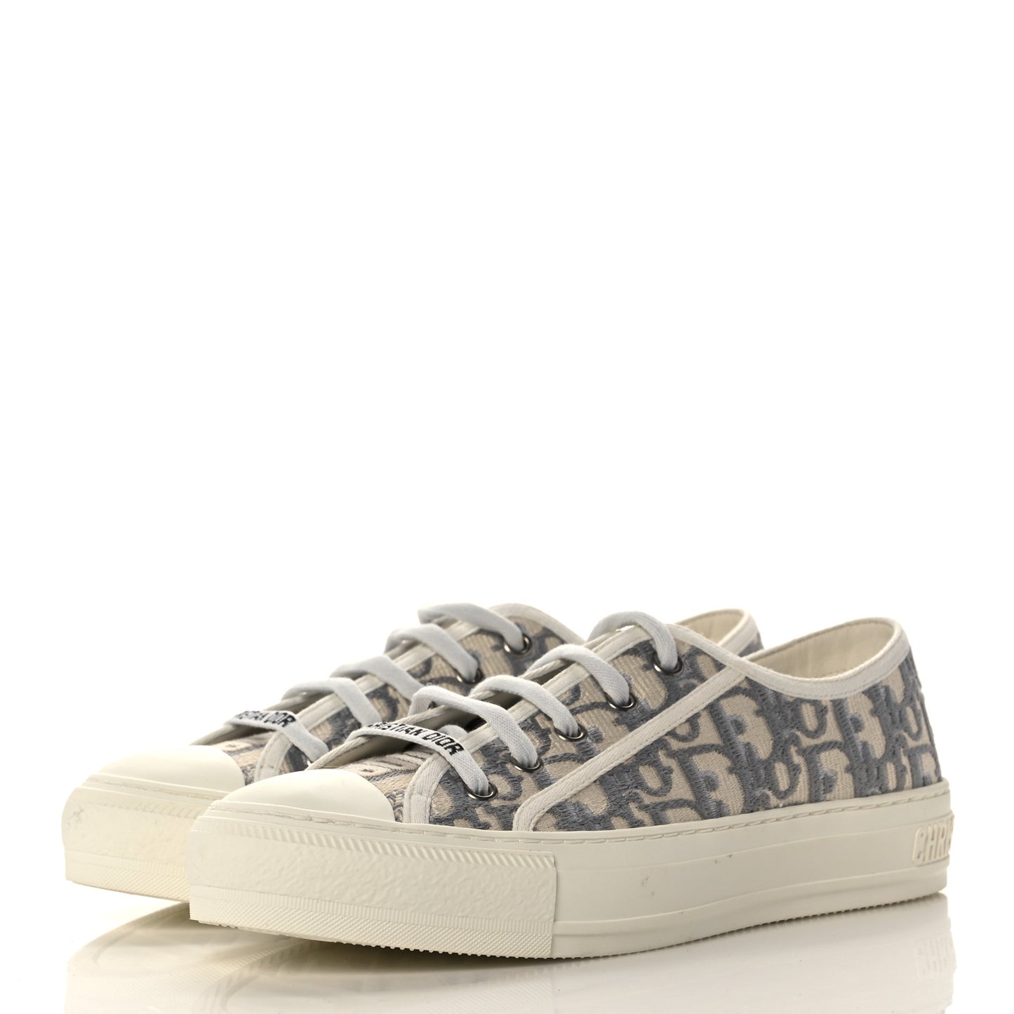 Canvas Oblique Walk'N'Dior Low Top Sneakers 37 Grey Stone