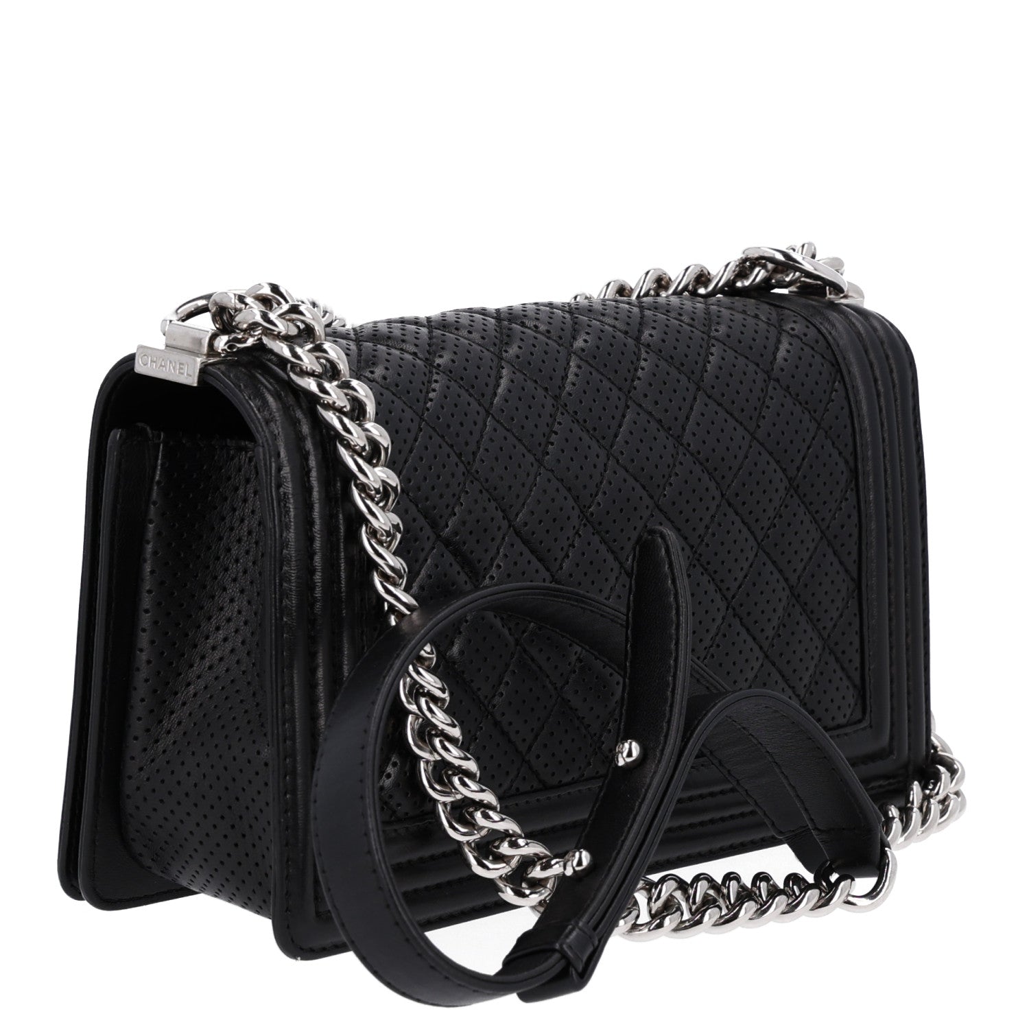 Chanel Lambskin Perforated Medium Boy Flap Black 3 of 10