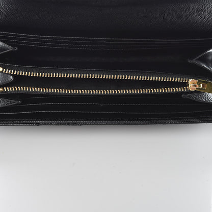 Saint Laurent Grain De Poudre Matelasse Chevron Monogram Flap Wallet Black 5 of 12