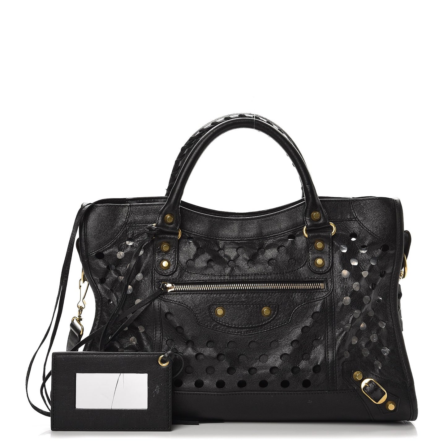 Agneau Classic Hardware Perforated Dot City Black