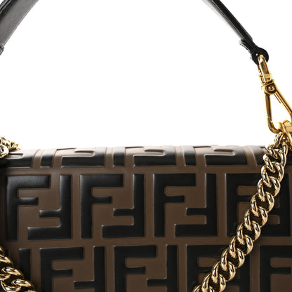 Fendi Vitello Liberty Bi-Color FF 1974 Embossed Chain Strap Kan U Shoulder Bag Black Maya 8 of 10