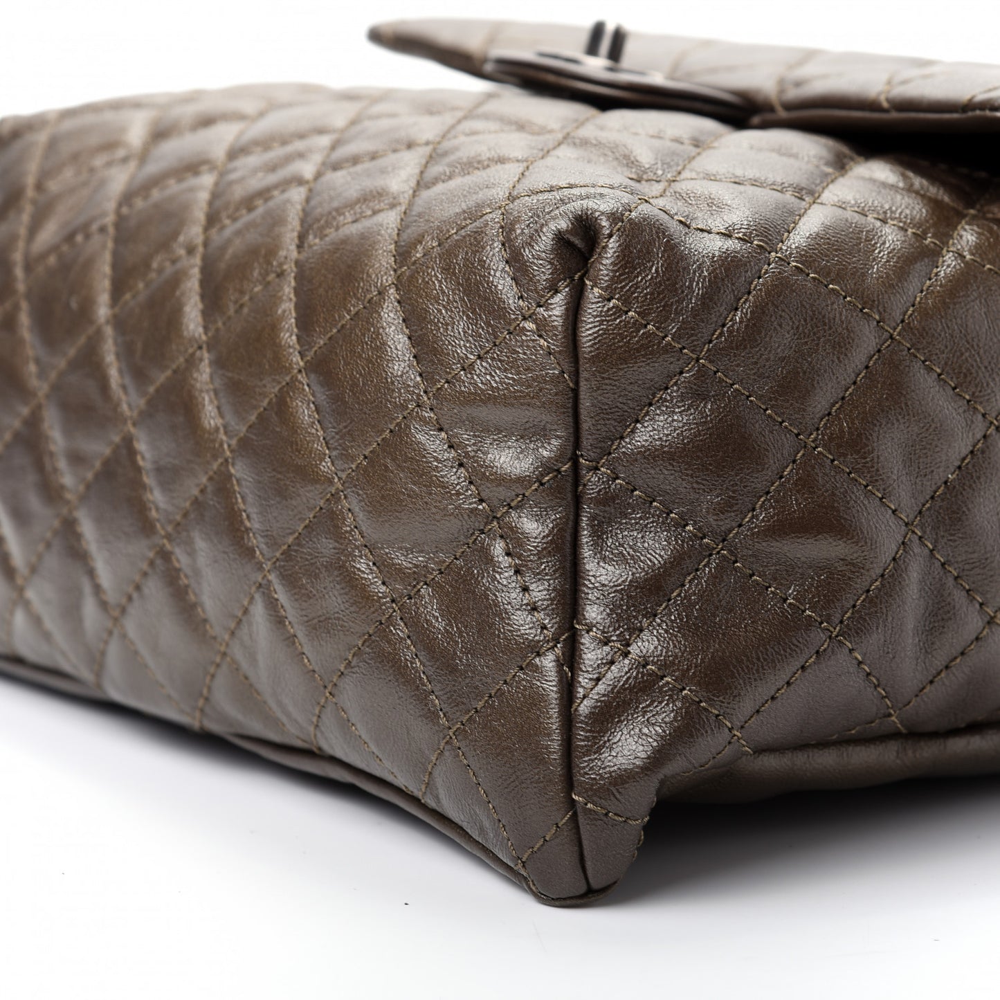 Metallic Lambskin Quilted Drawstring Backpack Brown