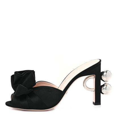 Gucci Satin Embellished Shawana High Heel Slide Sandals 36 Black 1 of 8
