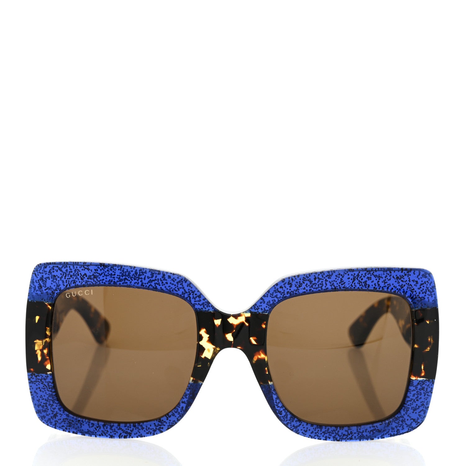 Gucci Square Frame GG0083S Sunglasses Glitter Blue Havana Brown 2 of 8
