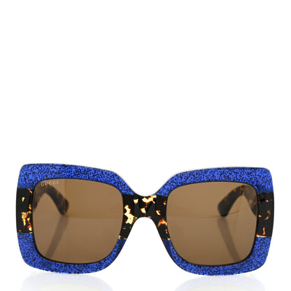 Gucci Square Frame GG0083S Sunglasses Glitter Blue Havana Brown 2 of 8