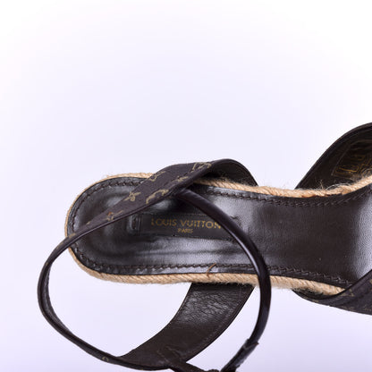 Louis Vuitton Monogram Idylle Majorca Espadrille Wedge Sandals 38.5 Fusain 8 of 12