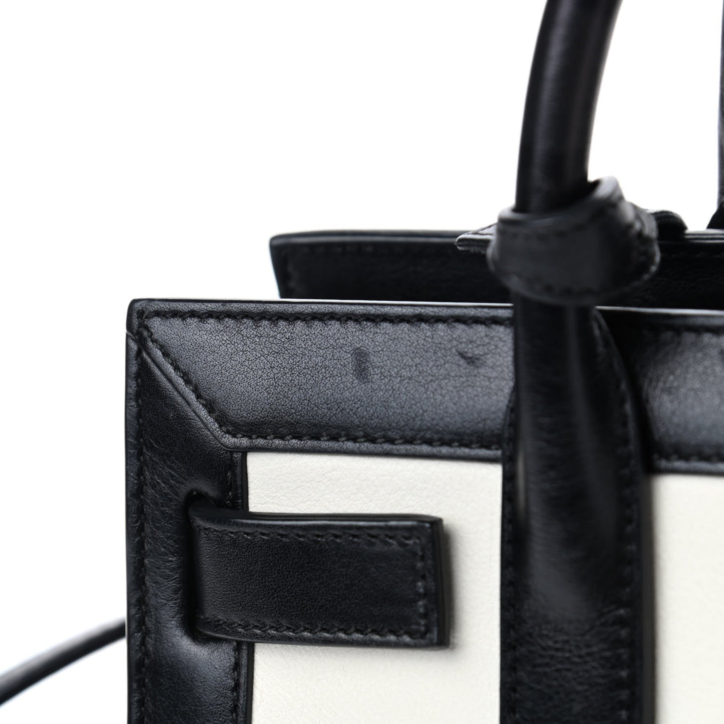 Calfskin Bi-Color Nano Sac De Jour Porcellana Black