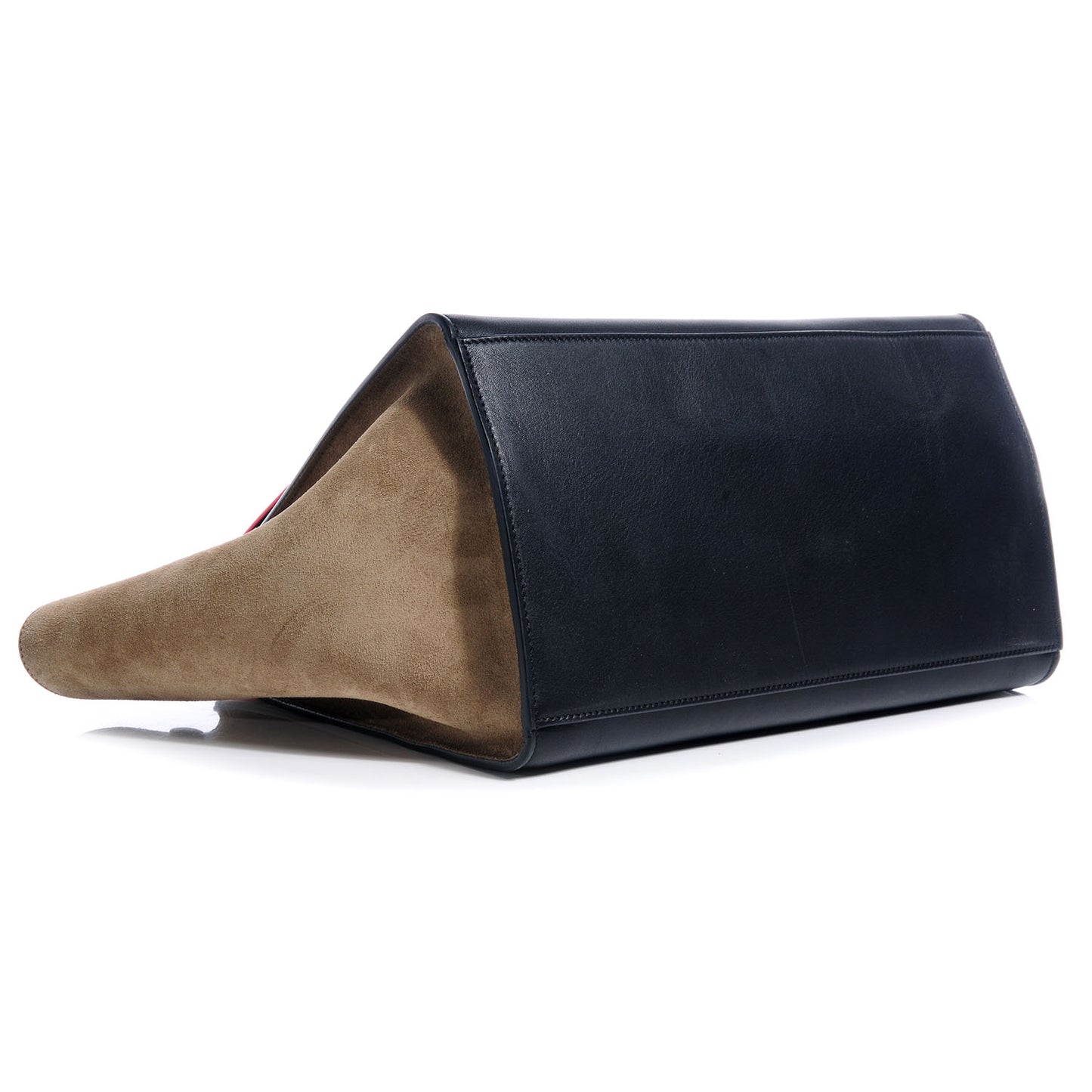Textured Calfskin Suede Medium Tri-Color Trapeze Vermillion