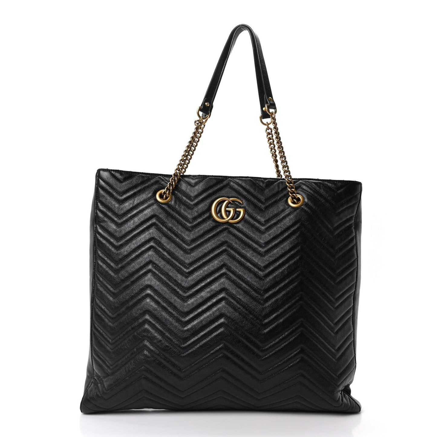 Azalea Calfskin Matelasse Large GG Marmont Slim Tote Black