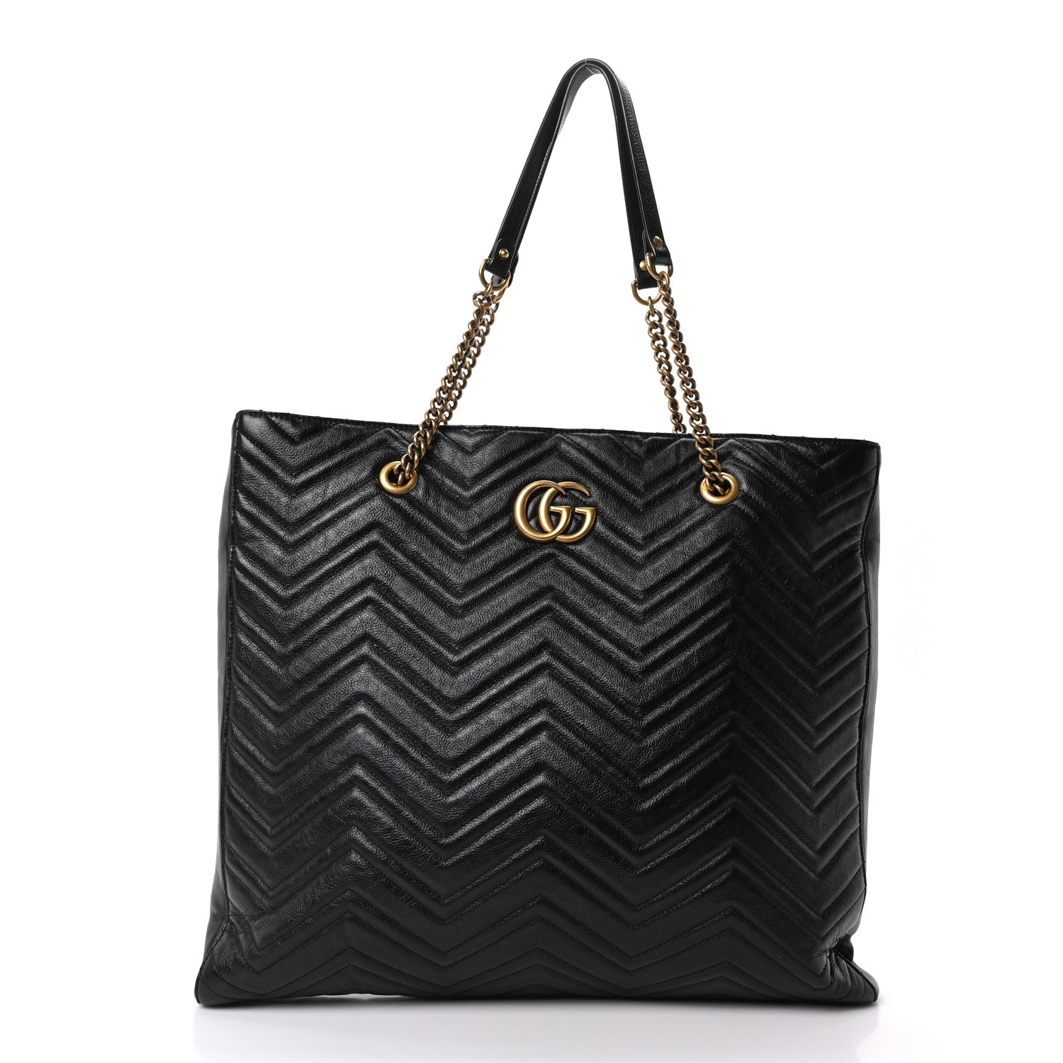 Gucci Azalea Calfskin Matelasse Large GG Marmont Slim Tote Black 1 of 10