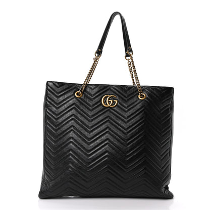 Gucci Azalea Calfskin Matelasse Large GG Marmont Slim Tote Black 1 of 10