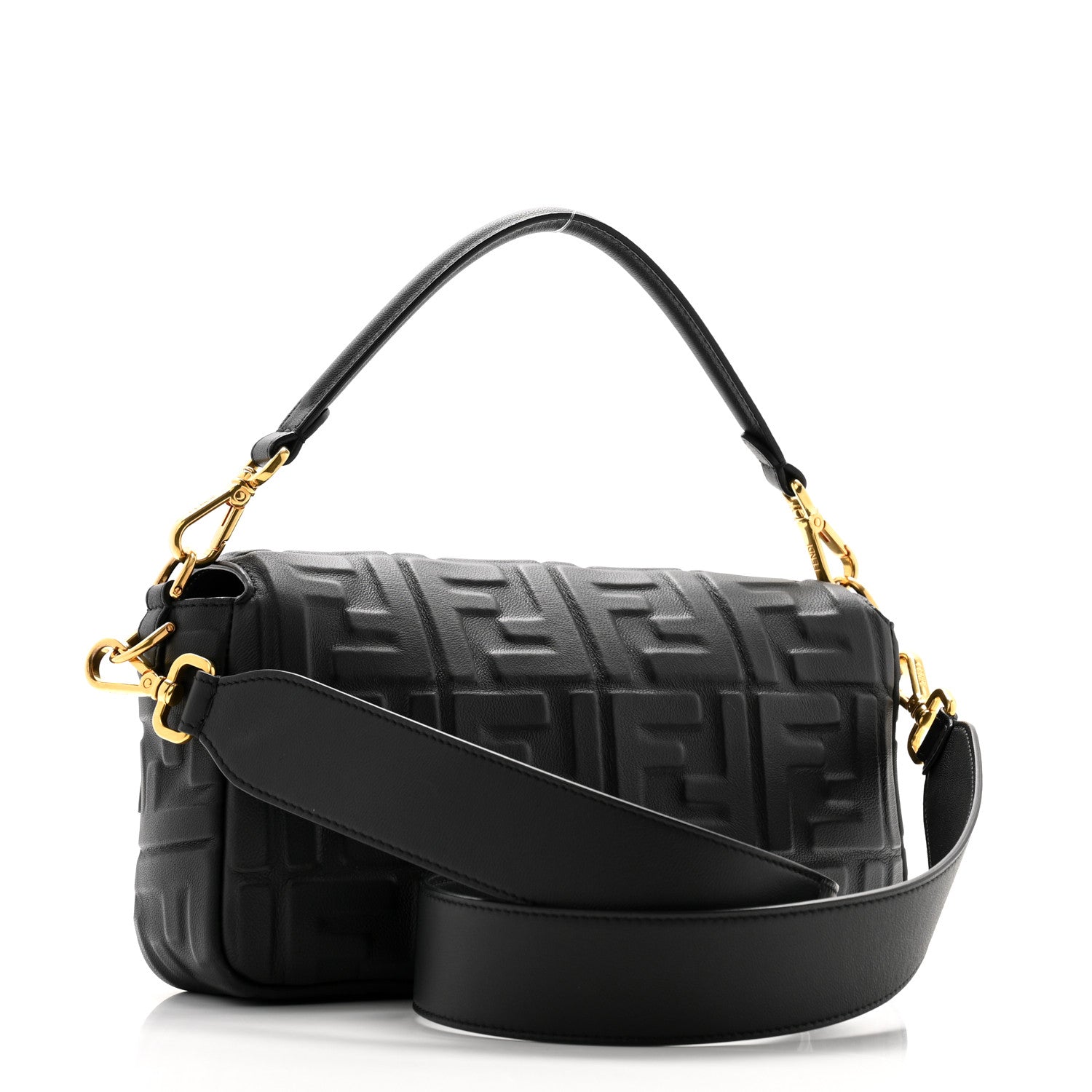 Fendi Nappa FF 1974 Embossed Baguette Black 3 of 10