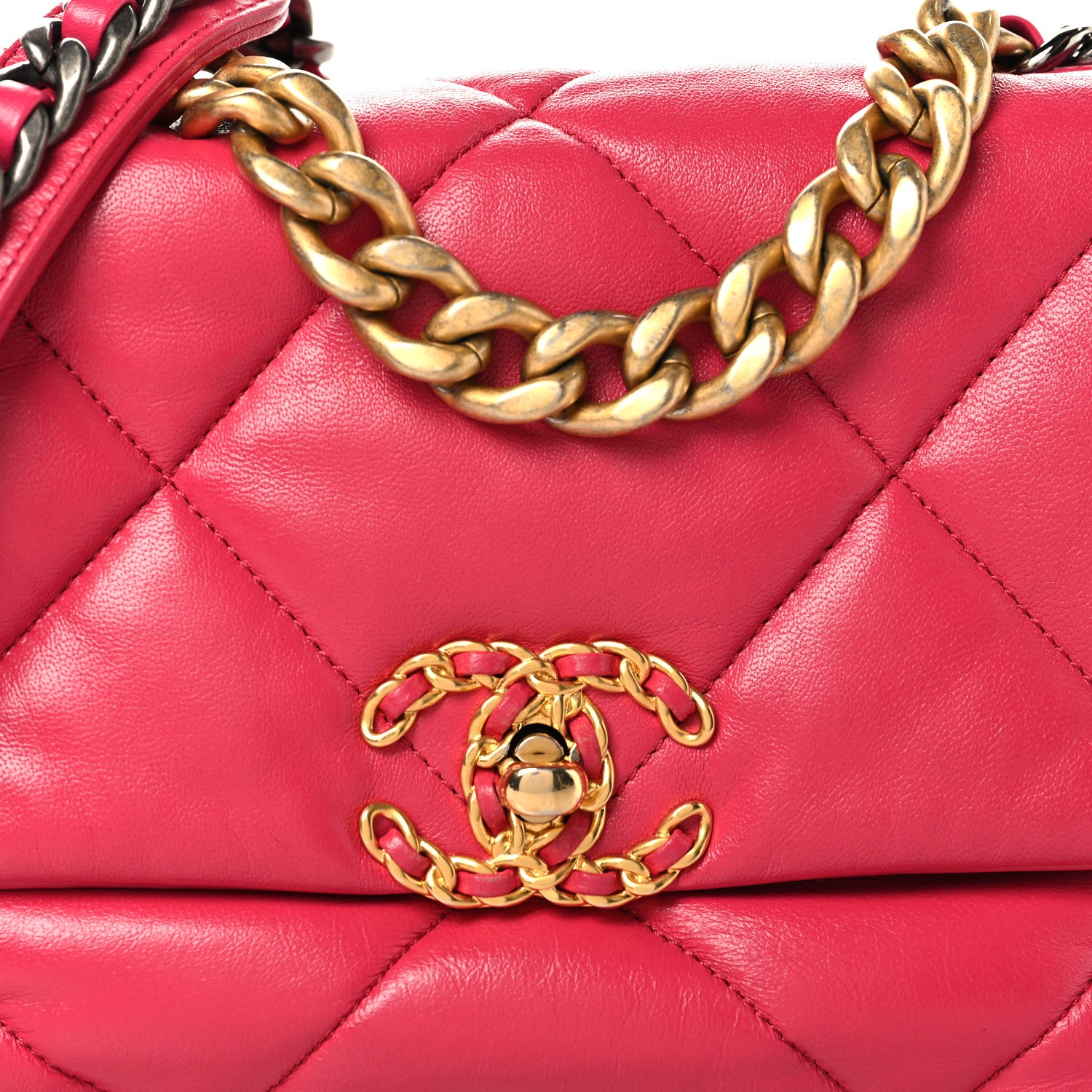 Chanel Lambskin Quilted Medium Chanel 19 Flap Dark Pink 8 of 10