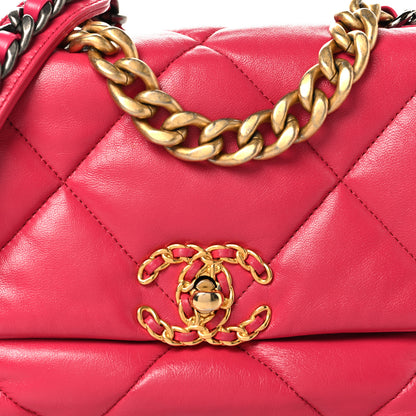 Chanel Lambskin Quilted Medium Chanel 19 Flap Dark Pink 8 of 10