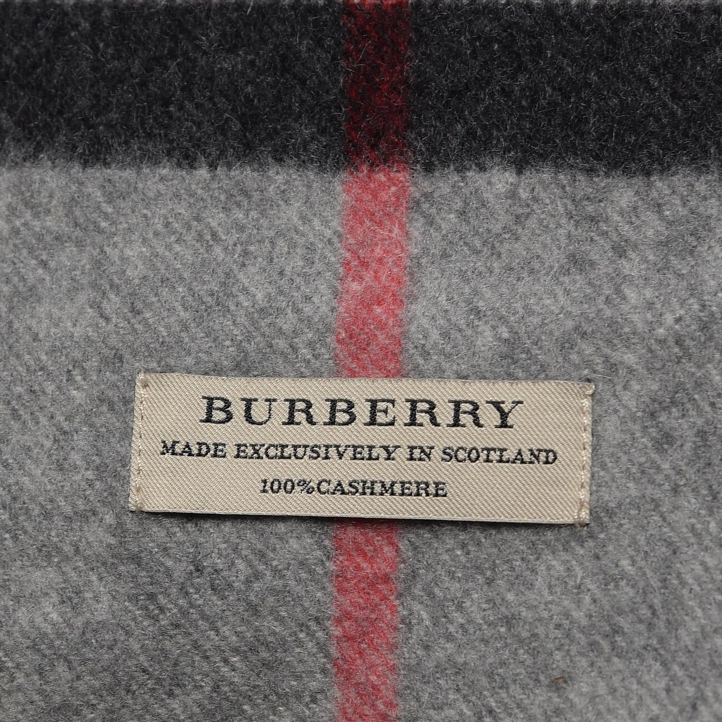 Cashmere Giant Check Fringe Scarf Grey