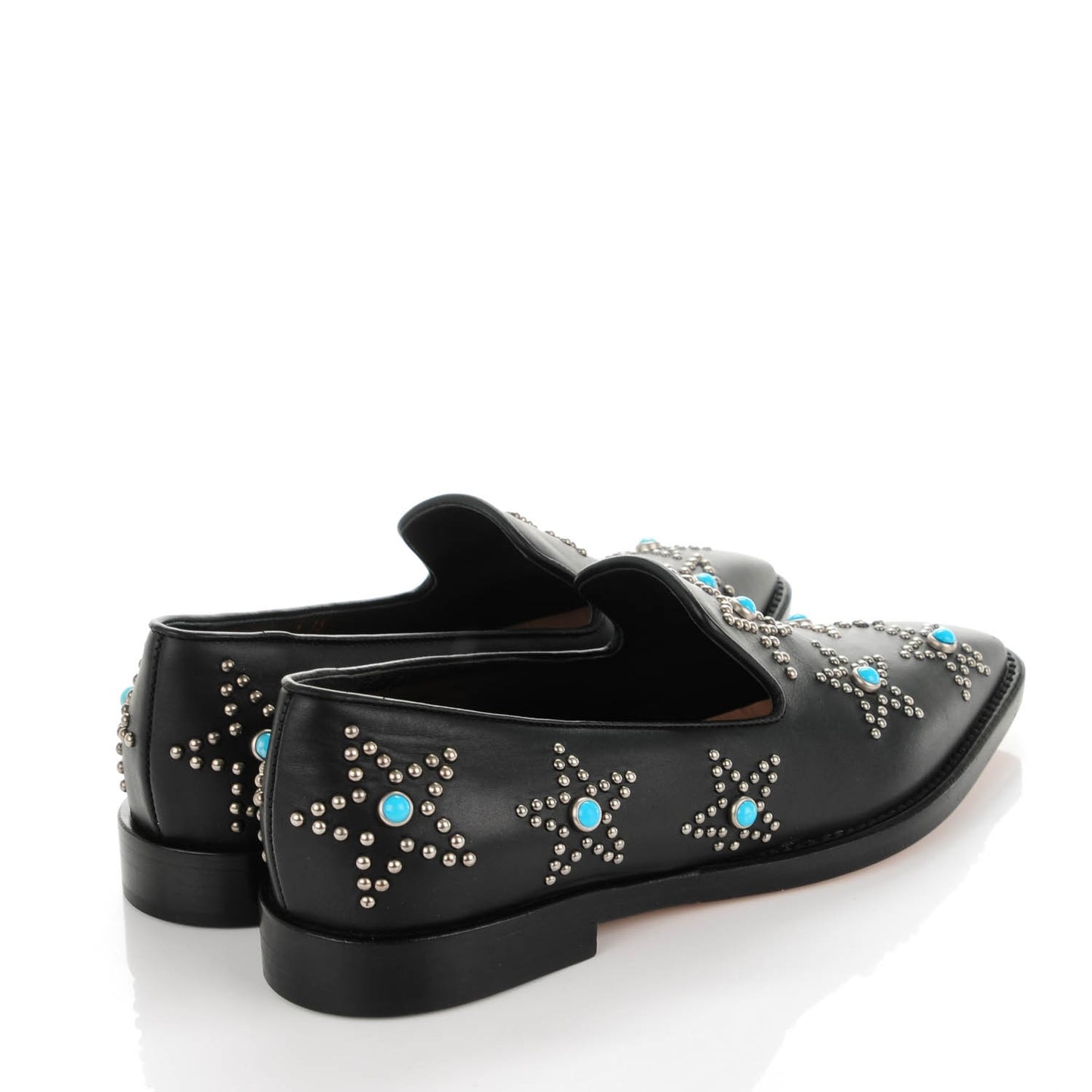 Nappa Star Studded Cabochon Loafers 35 Black