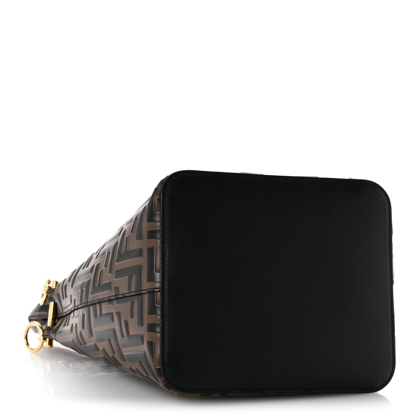 Vitello Grace F is Fendi Bi-Color FF 1974 Embossed Grande Mon Tresor Bucket Bag Maya Black Fragola