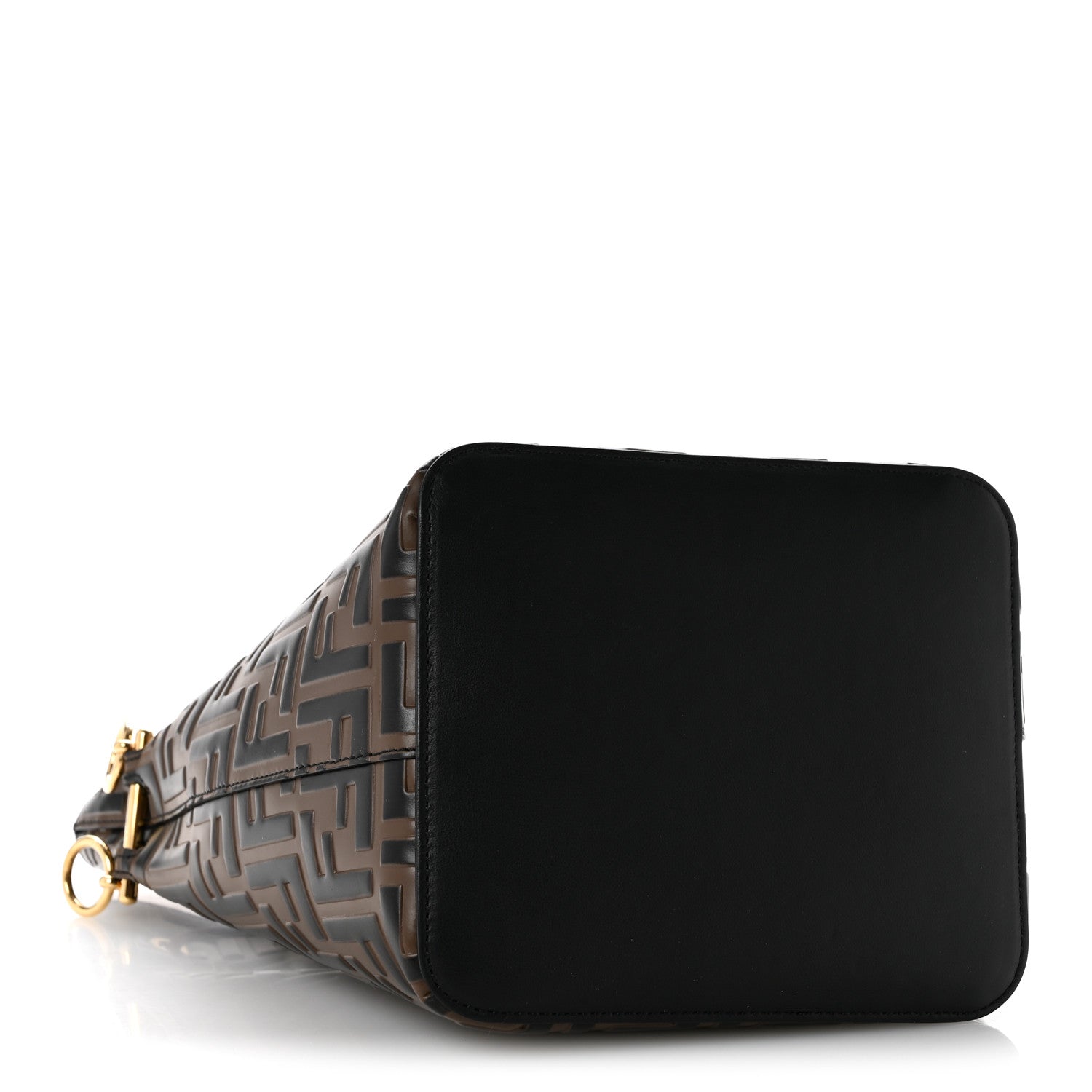 Fendi Vitello Grace F is Fendi Bi-Color FF 1974 Embossed Grande Mon Tresor Bucket Bag Maya Black Fragola 4 of 10