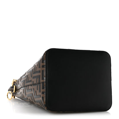 Fendi Vitello Grace F is Fendi Bi-Color FF 1974 Embossed Grande Mon Tresor Bucket Bag Maya Black Fragola 4 of 10