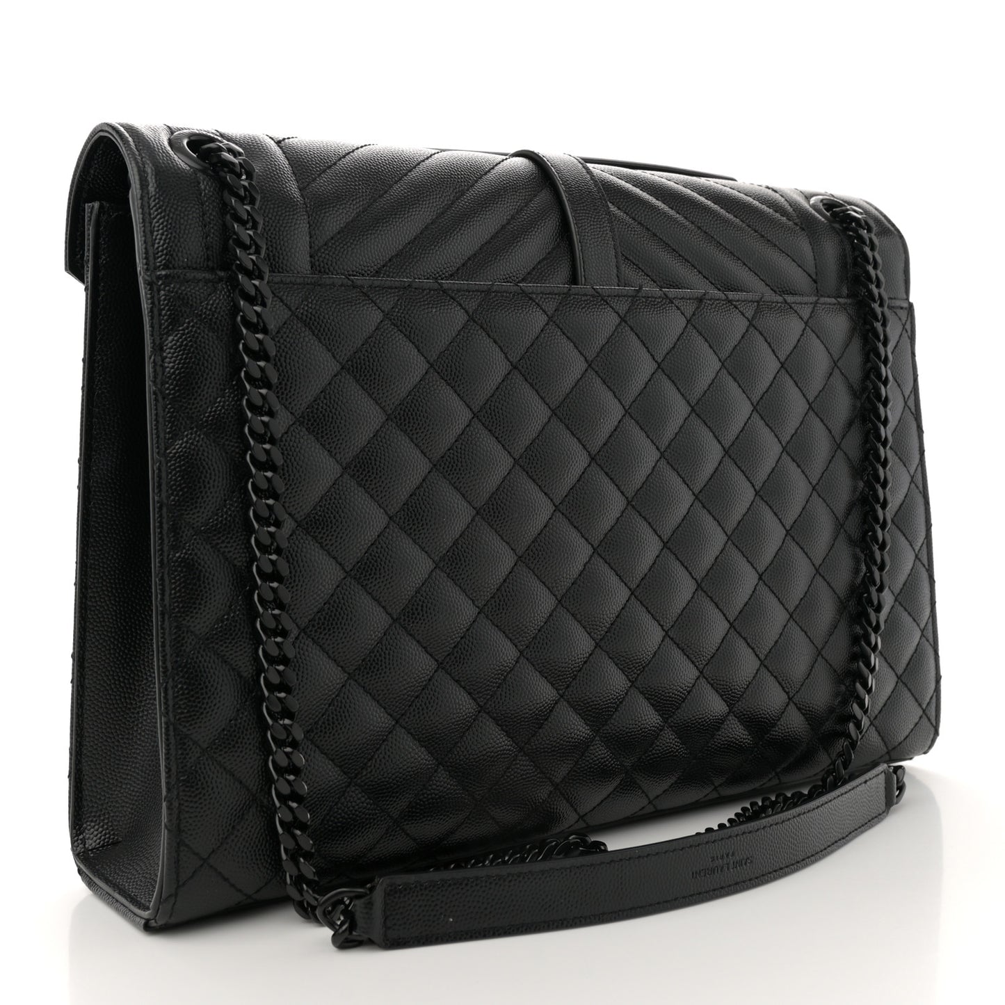 Grain De Poudre Textured Mixed Matelasse Large Triquilt Monogram Monochrome Satchel Black