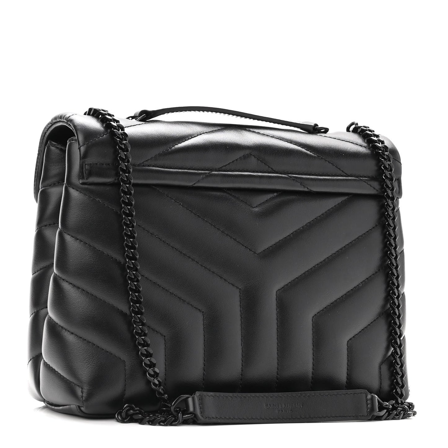 Calfskin Y Quilted Monogram Small Loulou Chain Satchel Black