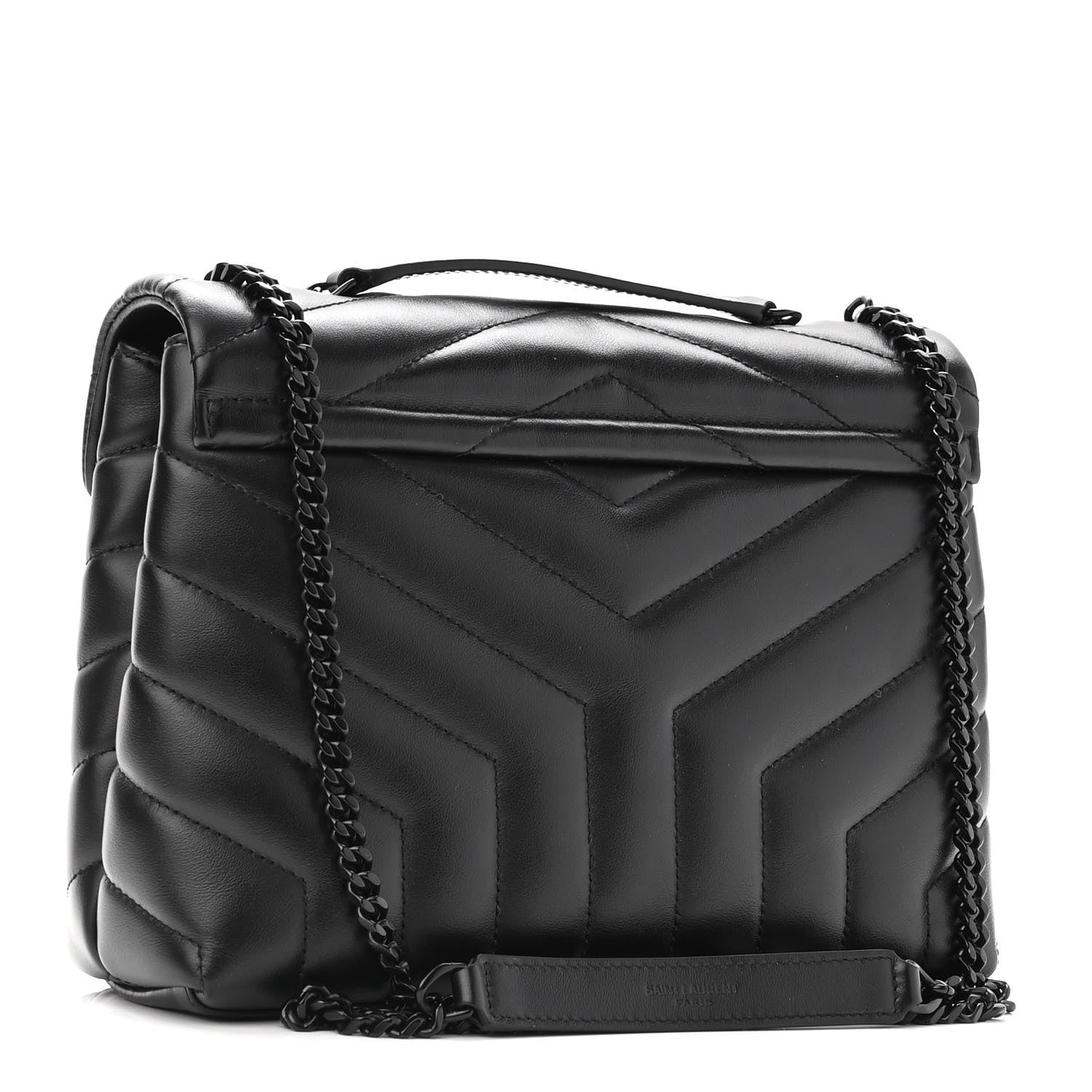 Saint Laurent Calfskin Y Quilted Monogram Small Loulou Chain Satchel Black 3 of 9