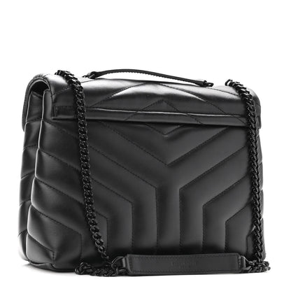 Saint Laurent Calfskin Y Quilted Monogram Small Loulou Chain Satchel Black 3 of 9