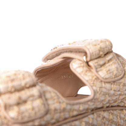 Chanel Braided Fabric Velcro Dad Sandals 39 Beige 9 of 10