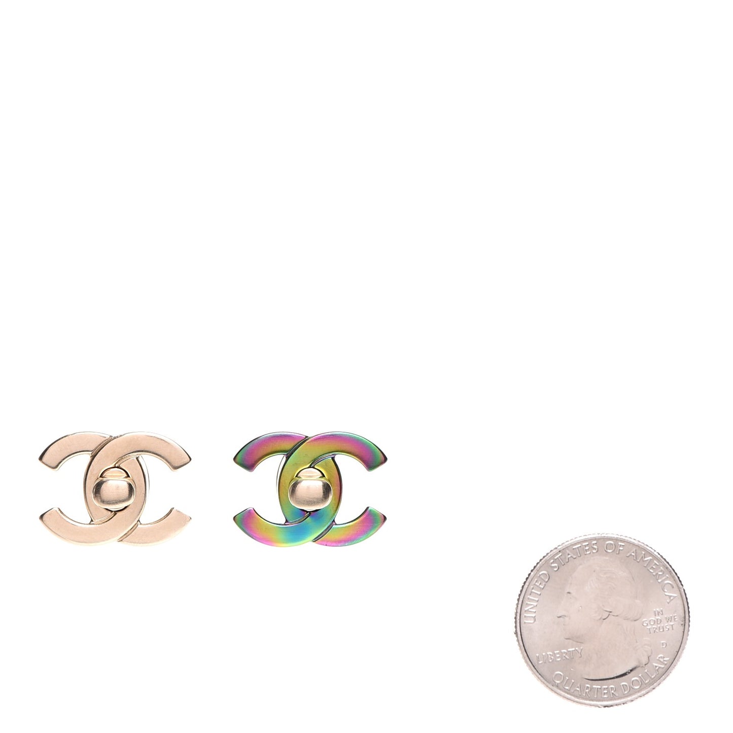 Metal CC Turnlock Interchangeable Earrings Gold