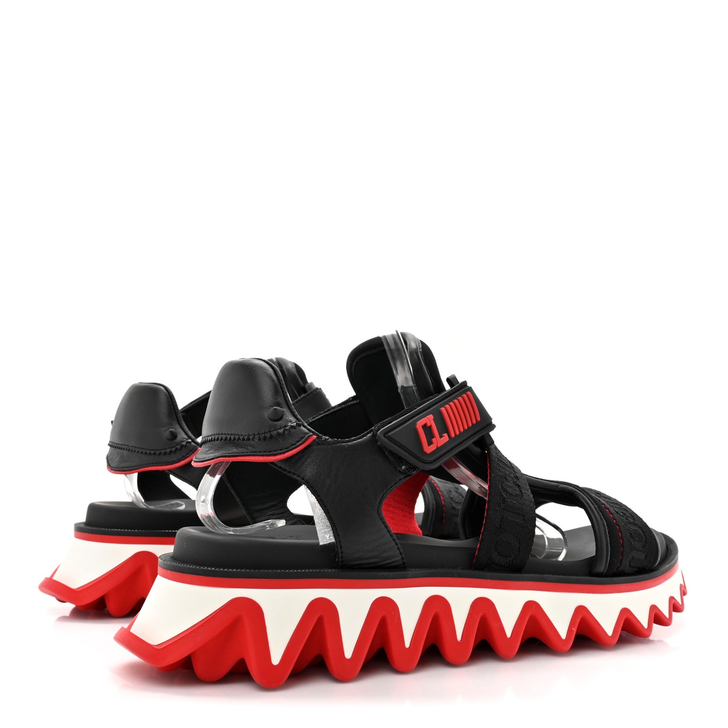 Calfskin Neoprene Mens Summer Loubishark Sandals 44 Black