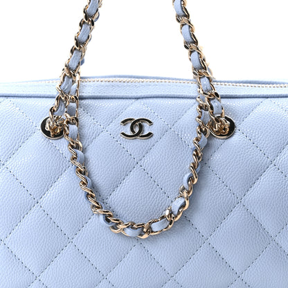 Chanel Caviar Quilted Barrel Clutch With Chain Light Blue 8 of 10