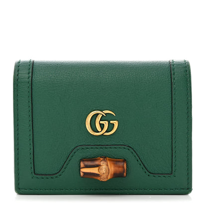 Gucci Wonka Grain Calfskin Diana Card Case Wallet Emerald 1 of 10