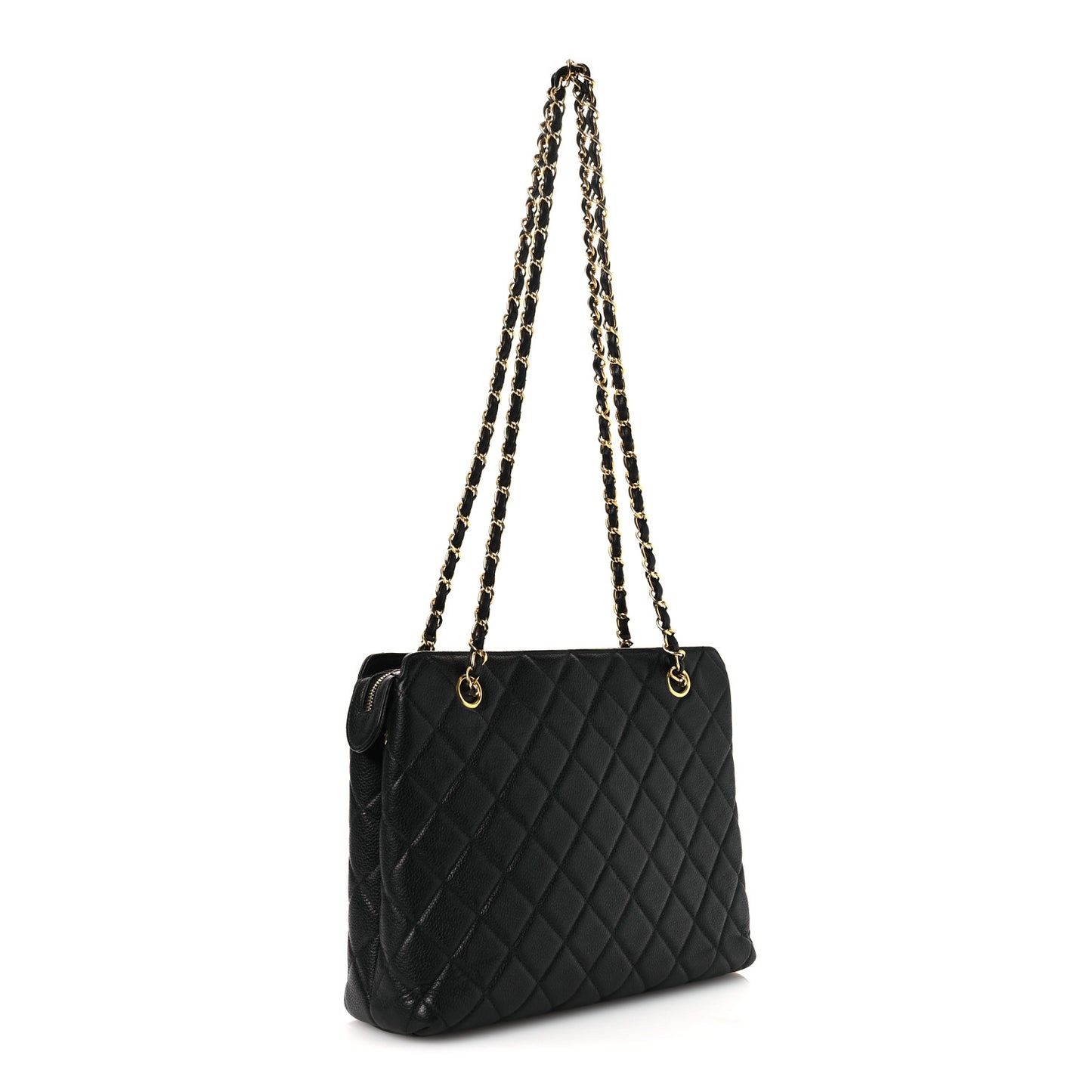 Caviar Quilted Flap Shoulder Bag Black