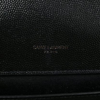 Saint Laurent Grain De Poudre Textured Mixed Matelasse Triquilt Medium Monogram Satchel Black 6 of 13