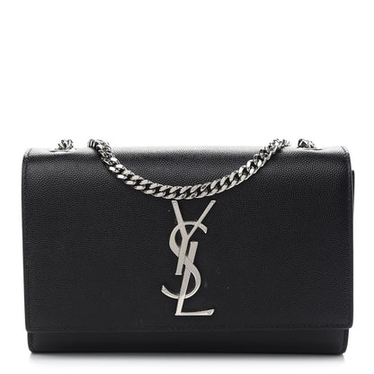 Saint Laurent Grain De Poudre Small Monogram Kate Satchel Black 1 of 9