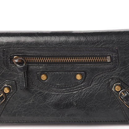 Balenciaga Agneau Classic Gold Hardware Money Wallet Black 8 of 18