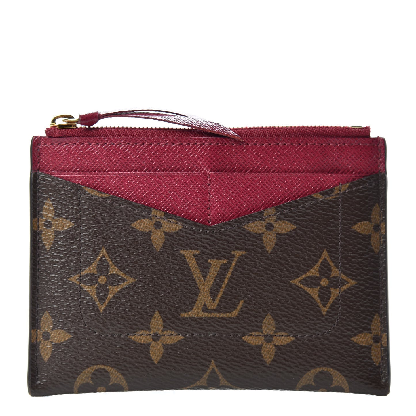 Monogram Zipped Card Holder Fuchsia